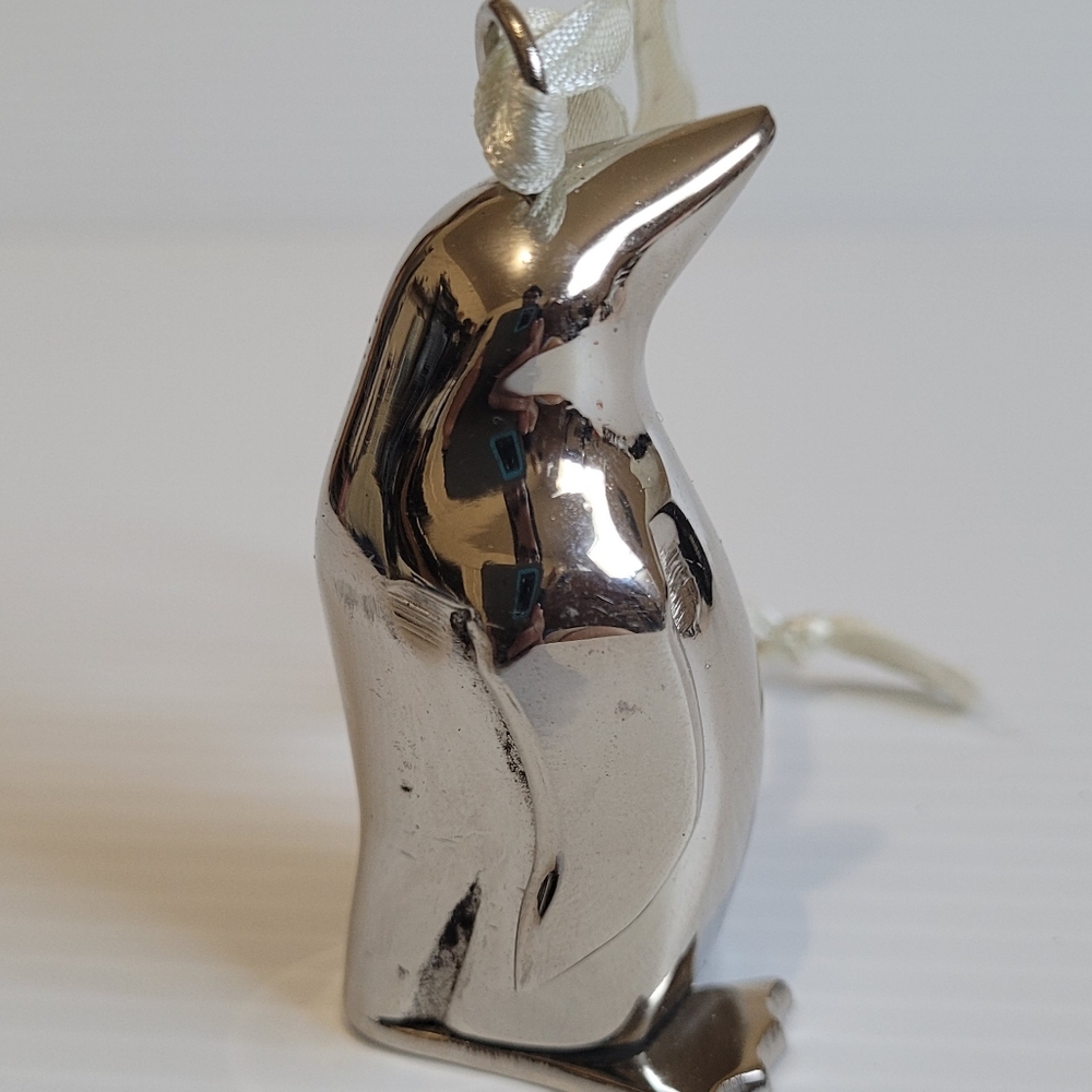 Deep Blue Collection By Green Tree Chrome Steel Penguin 3" Tall No Box.